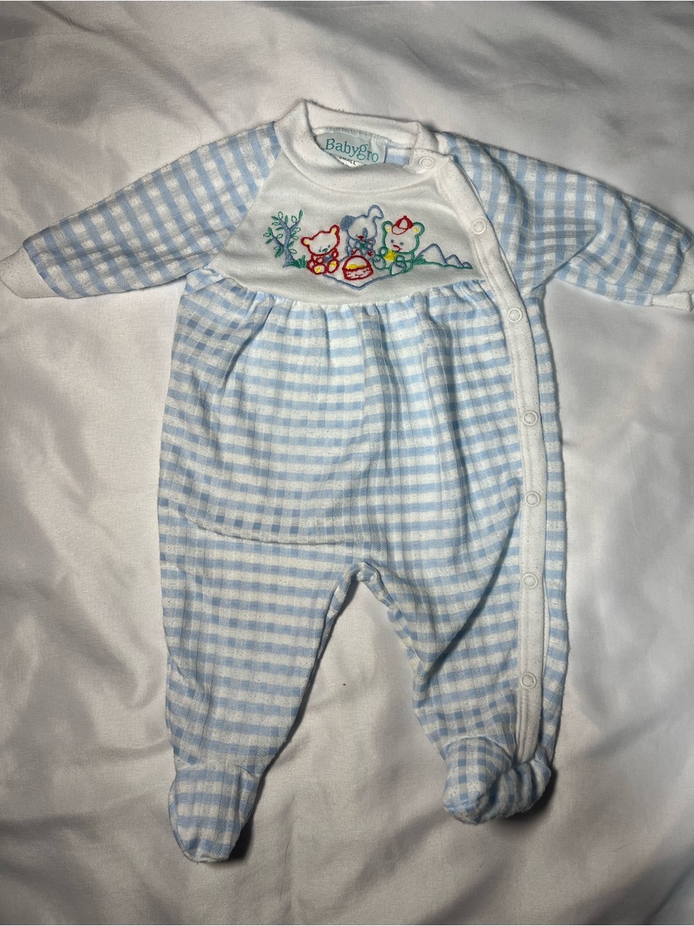 Vintage Baby gro Colorblock Footed Sleeper Blue Dogs Size Small 0/3M